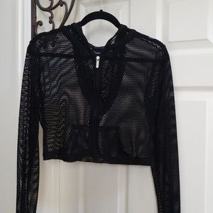 Fishnet cropped hoodie